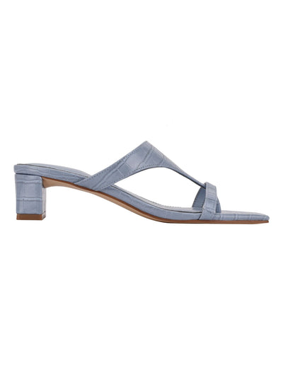 CALVIN KLEIN Womens Light Blue Croc Embossed Goring Padded Jared Open Toe Sculpted Heel Slip On Heeled Thong Sandals 9.5 M