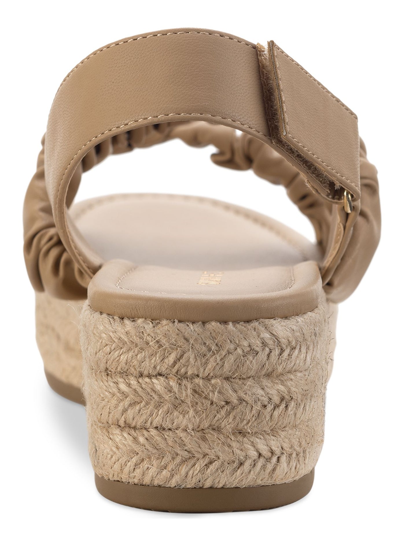 SUN STONE Womens Beige Padded 1-1/2" Platform Ruched Woven Dovee Round Toe Wedge Slingback Sandal 9 M