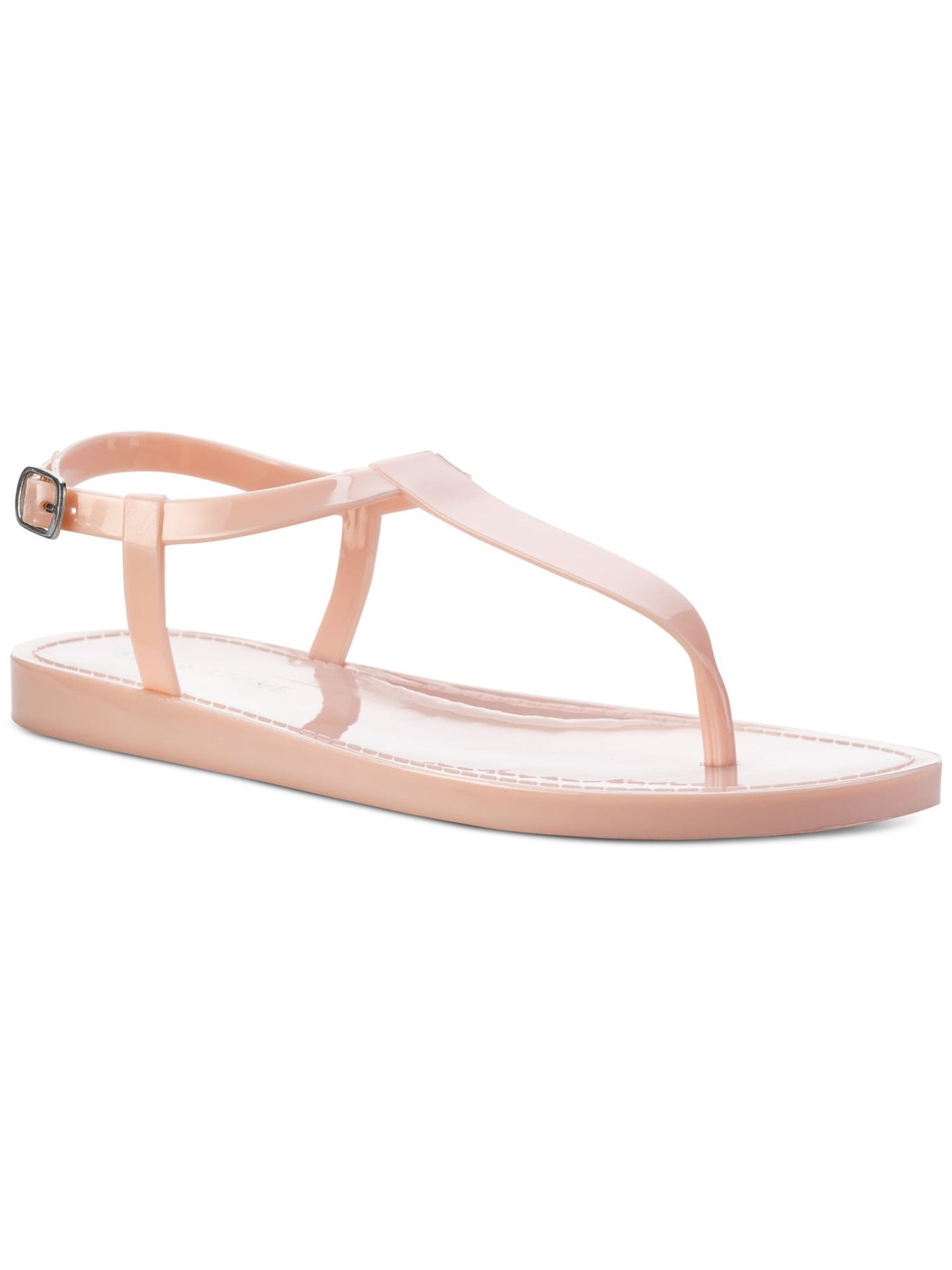 SUN STONE Womens Pink Adjustable T-Strap Kristi Round Toe Wedge Buckle Jelly 8