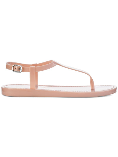 SUN STONE Womens Pink Adjustable T-Strap Kristi Round Toe Wedge Buckle Jelly 8