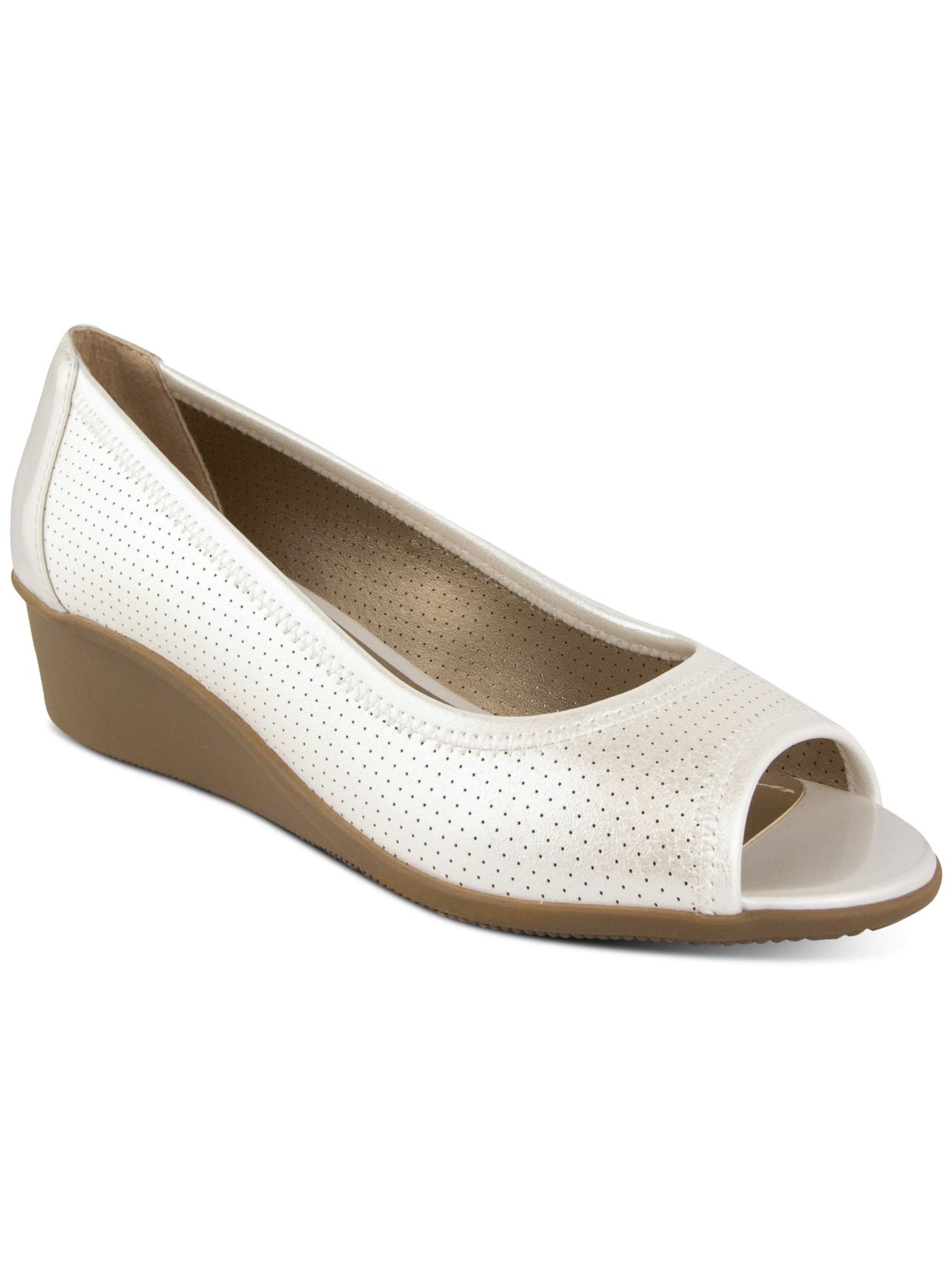 KAREN SCOTT Womens White Perforated Padded Yaritza Peep Toe Wedge Slip On Pumps Shoes 5 M