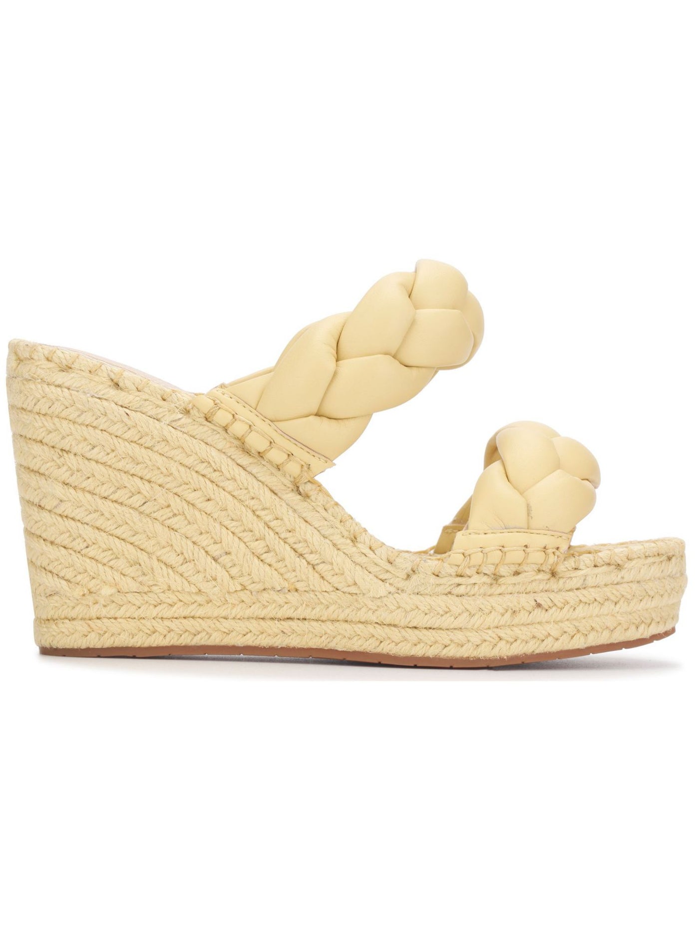 KENNETH COLE NEW YORK Womens Yellow 1-1/2" Platform Braided Comfort Olivia Round Toe Wedge Slip On Espadrille Shoes 7.5 M