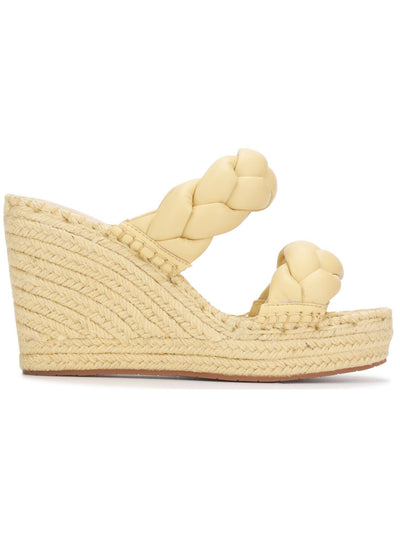 KENNETH COLE NEW YORK Womens Yellow 1-1/2" Platform Braided Comfort Olivia Round Toe Wedge Slip On Espadrille Shoes 7.5 M