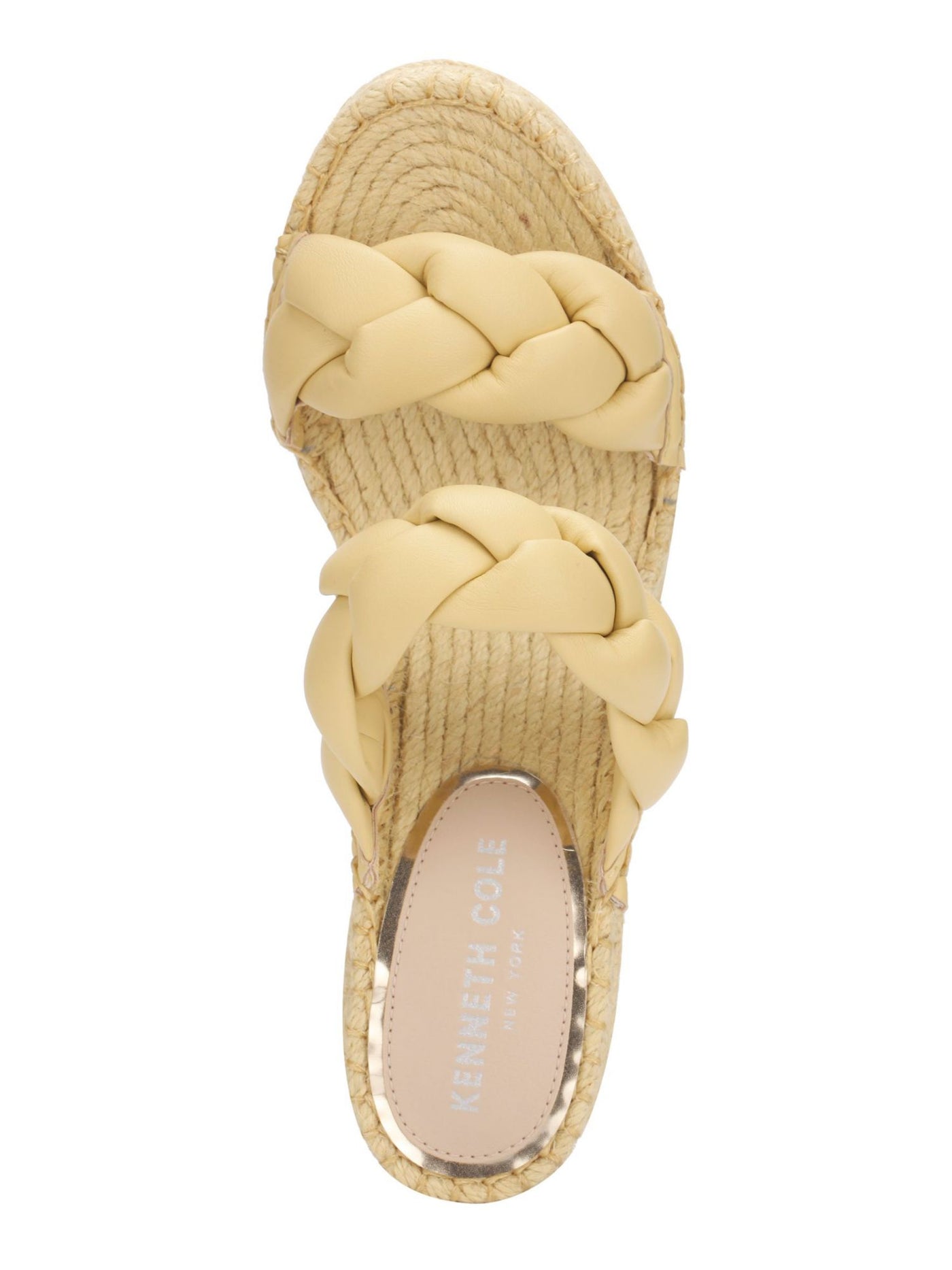 KENNETH COLE NEW YORK Womens Yellow 1-1/2" Platform Braided Comfort Olivia Round Toe Wedge Slip On Espadrille Shoes 7.5 M