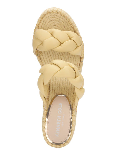 KENNETH COLE NEW YORK Womens Yellow 1-1/2" Platform Braided Comfort Olivia Round Toe Wedge Slip On Espadrille Shoes 7.5 M