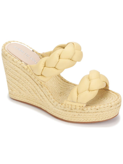 KENNETH COLE NEW YORK Womens Yellow 1-1/2" Platform Braided Comfort Olivia Round Toe Wedge Slip On Espadrille Shoes 7 M