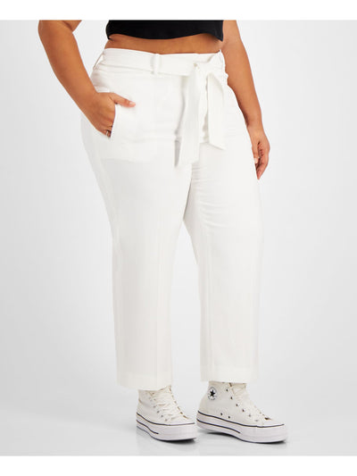 BAR III Womens Zippered Tie High Waist Pocketed Pants