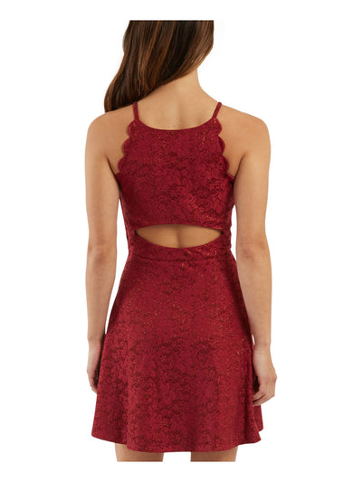 BCX DRESS Womens Pink Stretch Scalloped Cut Out Back Sleeveless Halter Short Party Fit + Flare Dress 11