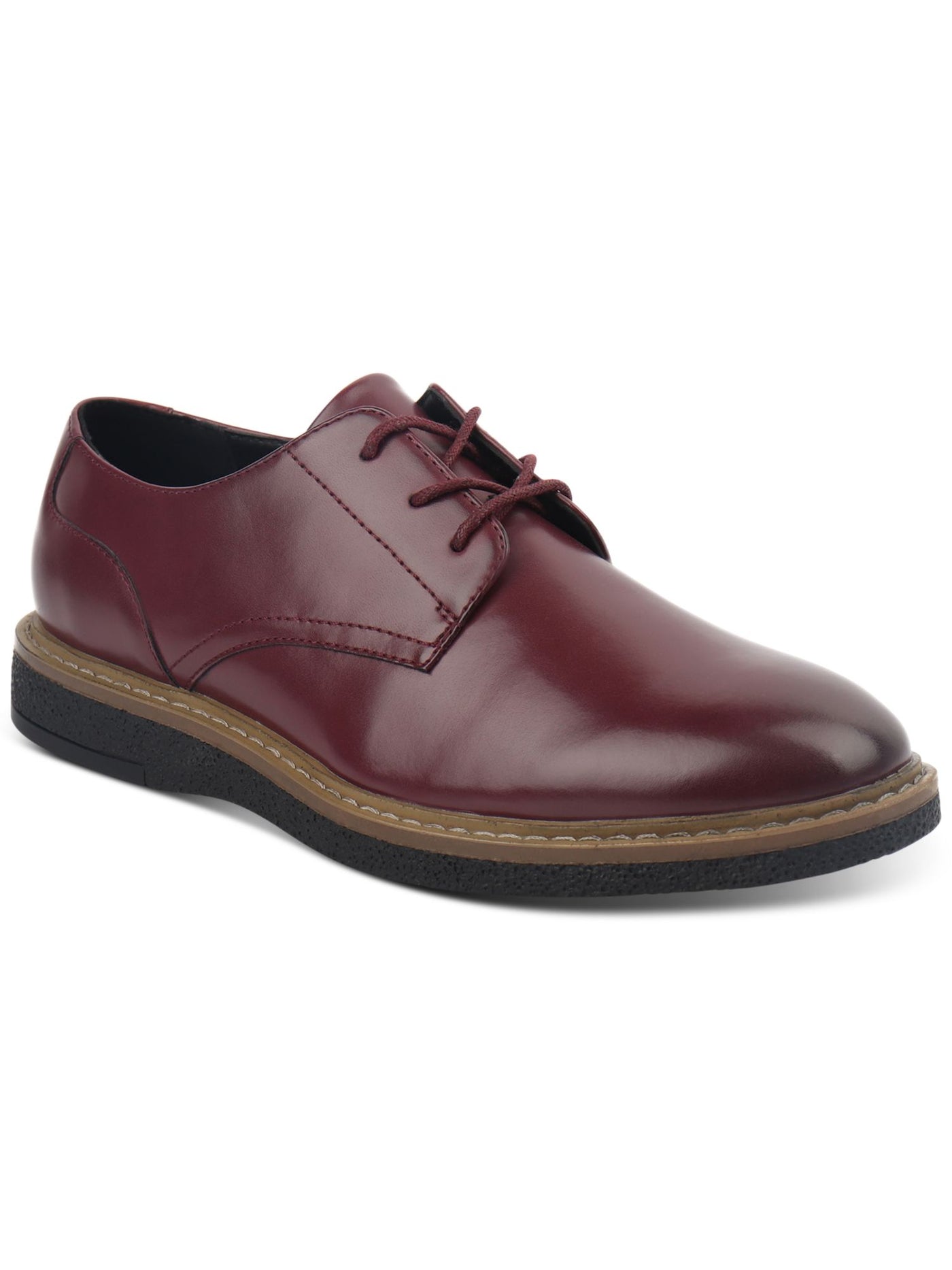 ALFANI Mens Burgundy Padded Theo Round Toe Wedge Lace-Up Oxford Shoes 7.5 M