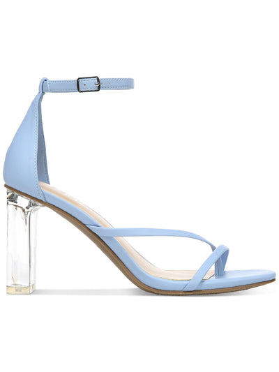 BAR III Womens Light Blue Transparent Heel Cushioned Asymmetrical Adjustable Ankle Strap Blakke Open Toe Block Heel Buckle Dress Heeled Thong Sandals 12 M