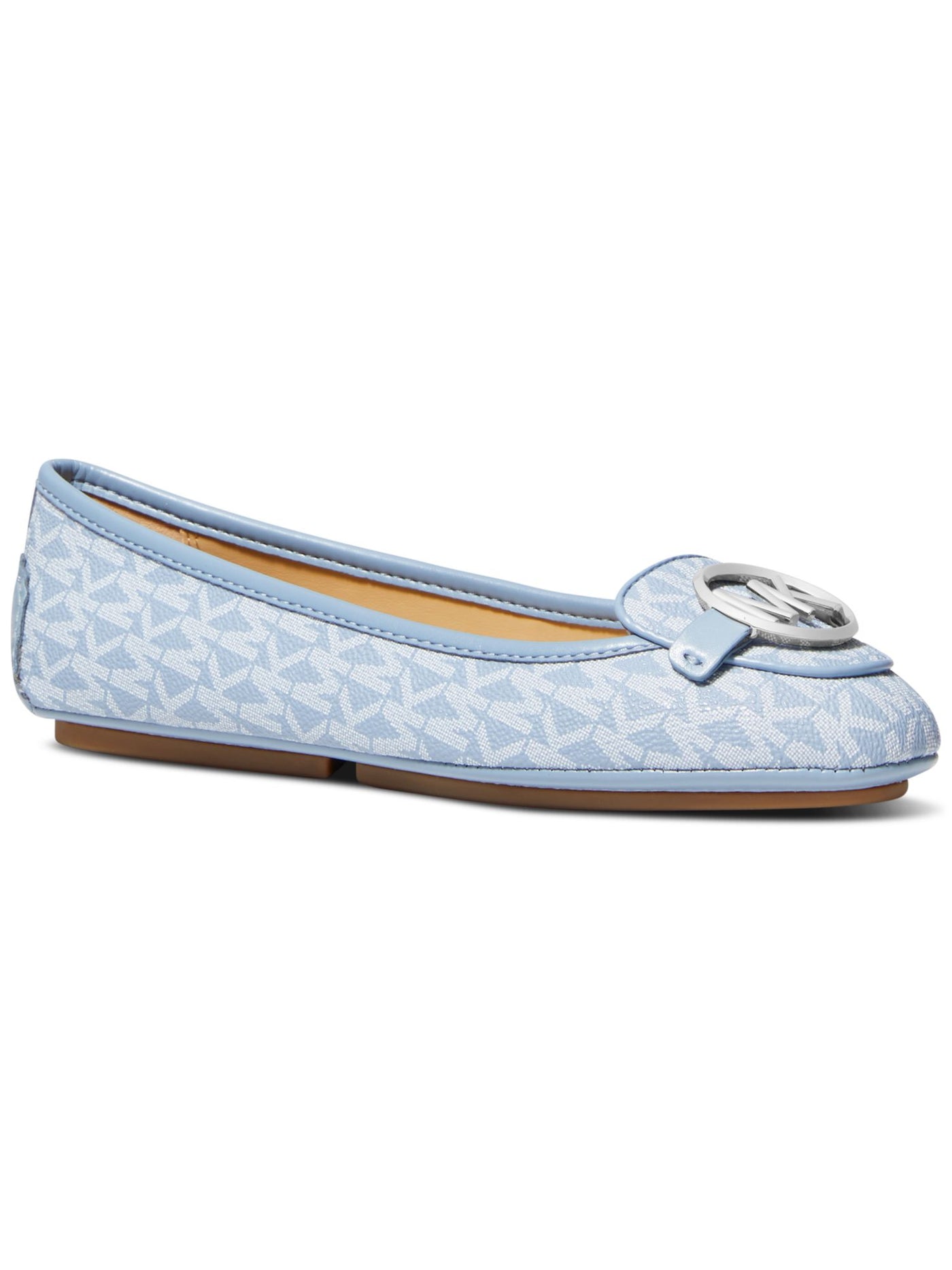 MICHAEL MICHAEL KORS Womens Light Blue Logo Padded Lillie Round Toe Slip On Moccasins Shoes 8.5 M