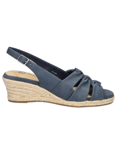 BELLA VITA Womens Navy Slingback Padded Lightweight Cheerful Round Toe Wedge Buckle Espadrille Shoes 8.5 M