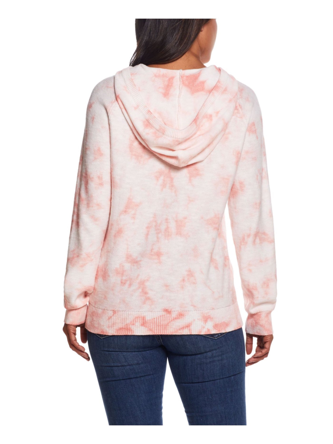 WEATHERPROOF VINTAGE Womens Coral Tie Dye Long Sleeve Hoodie Sweater L