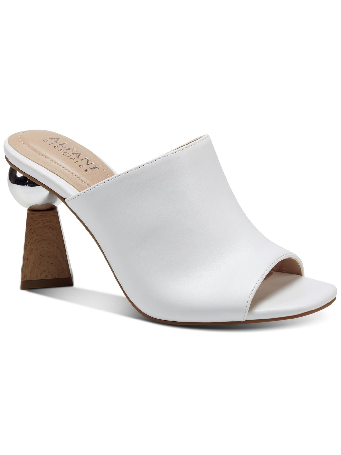 ALFANI Womens White Goring Cushioned Magnolea Square Toe Sculpted Heel Slip On Heeled Sandal 6 M