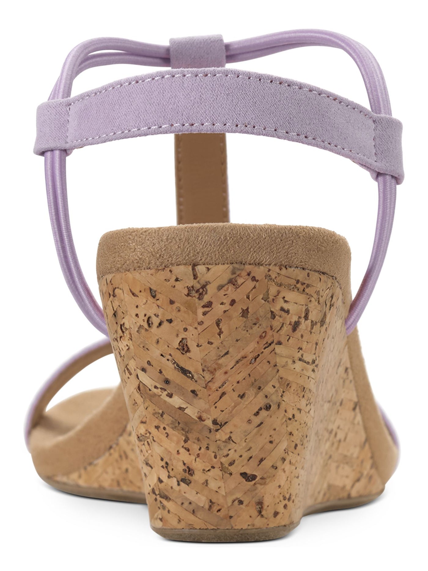 STYLE & COMPANY Womens Purple Padded Slip-Resistant Cork T-Strap Stretch Mulan Round Toe Wedge Slip On Slingback Sandal 10