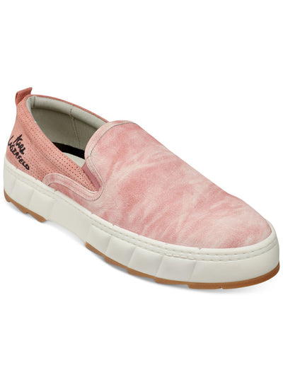 KARL LAGERFELD PARIS Mens Pink Tie-Dye Cushioned Perforated Round Toe Slip On Leather Sneakers Shoes 8 M