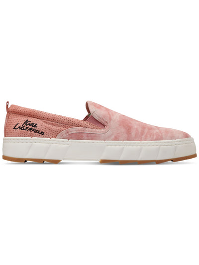 KARL LAGERFELD PARIS Mens Pink Tie-Dye Cushioned Perforated Round Toe Slip On Leather Sneakers Shoes 8 M