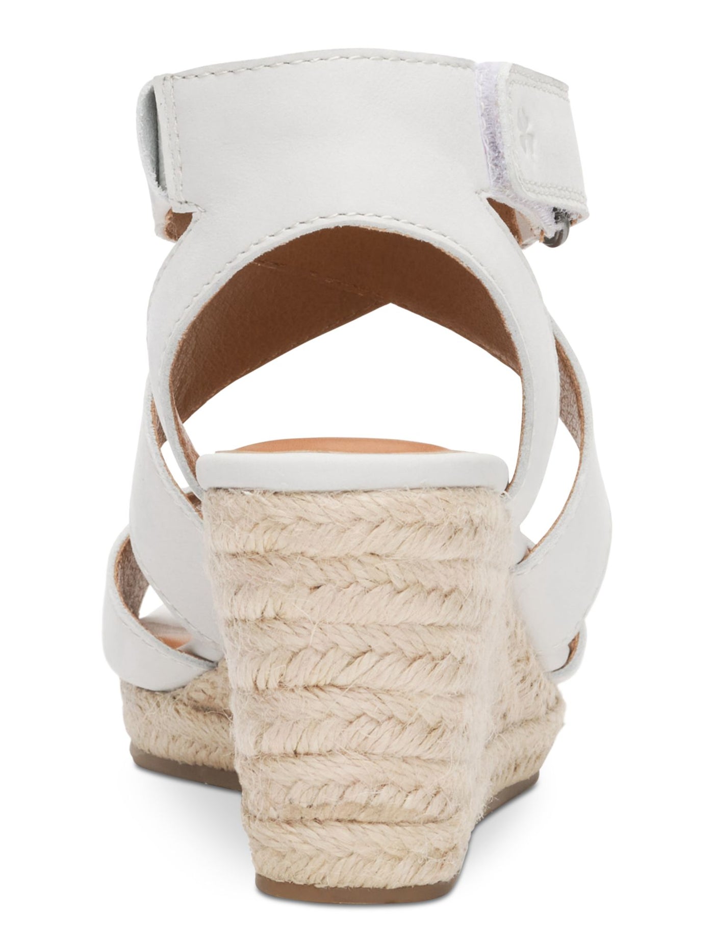 LUCKY BRAND Womens White Strappy Padded Mendona Round Toe Wedge Leather Espadrille Shoes 7 M