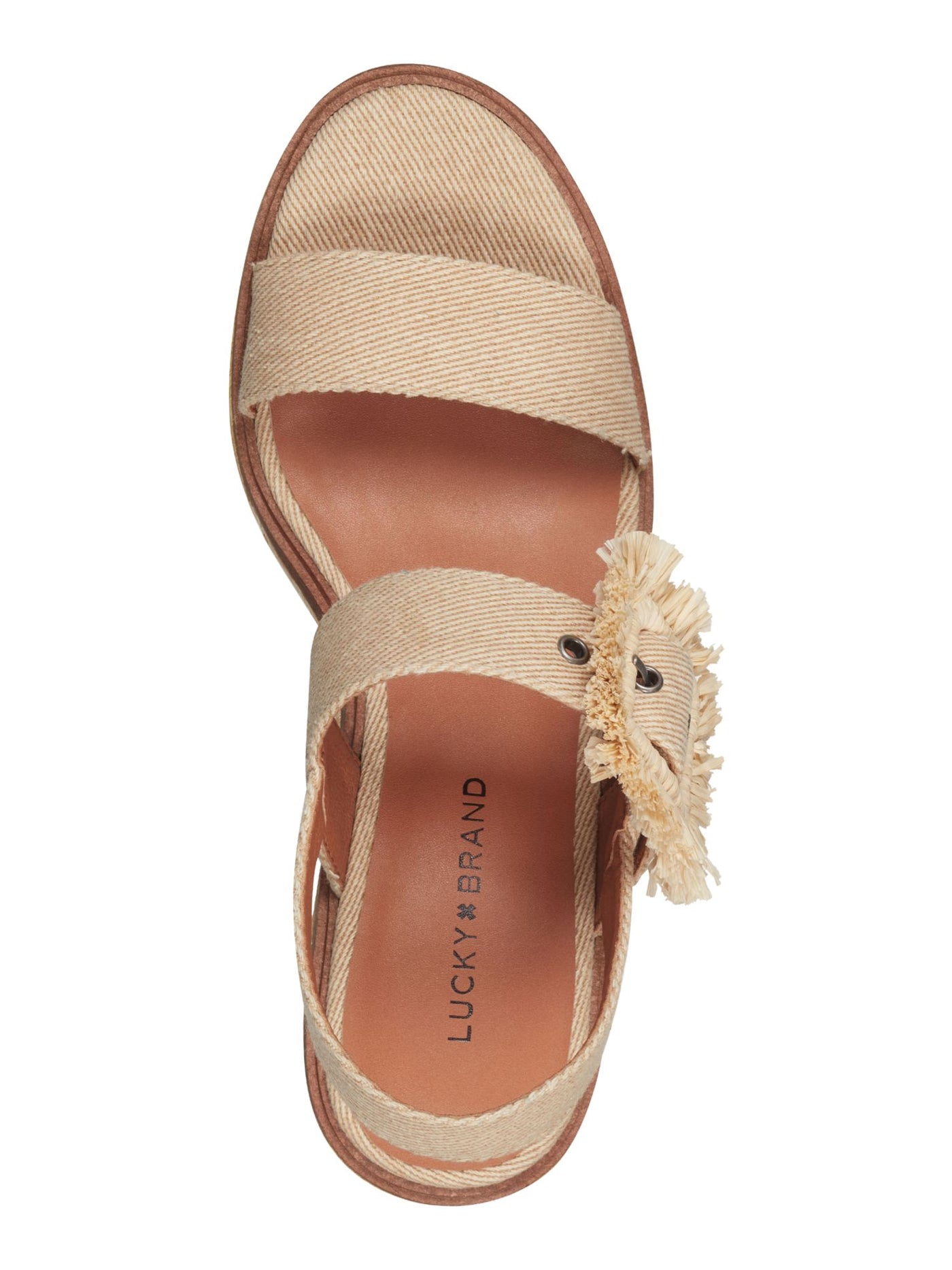 LUCKY BRAND Womens Beige 1-1/2" Platform Frayed Yidris Round Toe Block Heel Buckle Espadrille Shoes 10 M