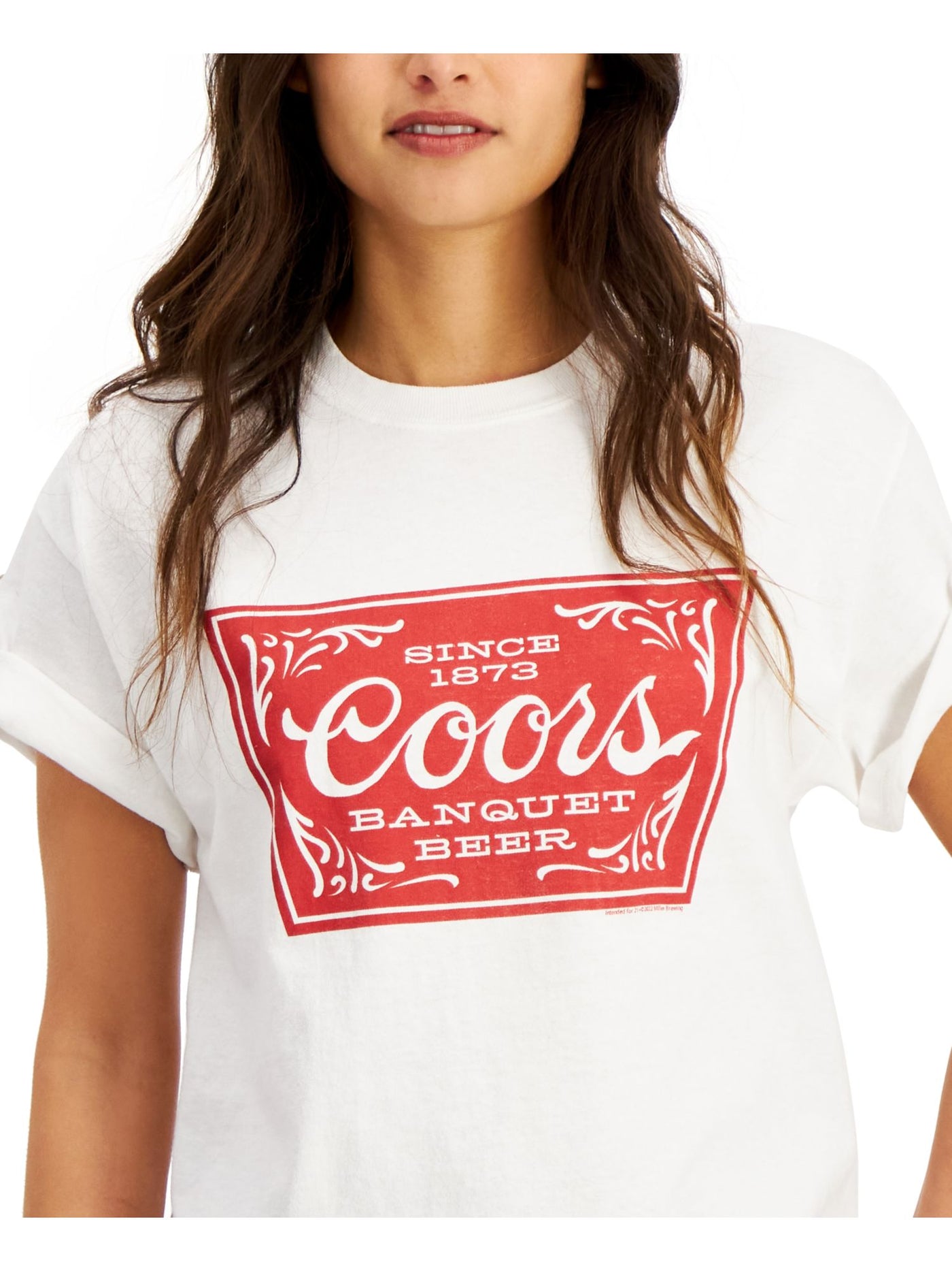 JUNK FOOD Womens White Ribbed Logo Graphic Short Sleeve Crew Neck T-Shirt XL