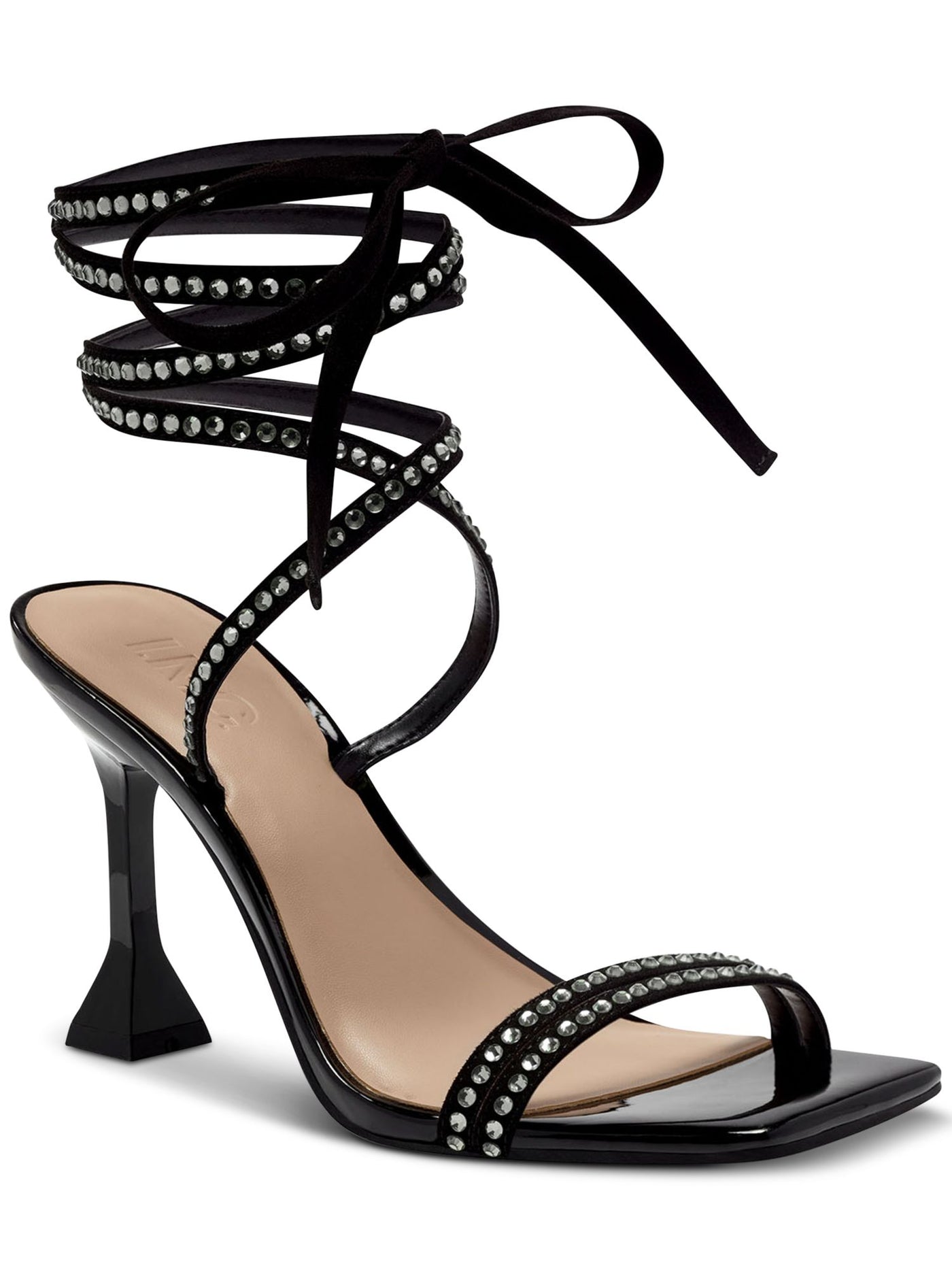 INC Womens Black Rhinestone Bradki Open Toe Sculpted Heel Lace-Up Dress Sandals Shoes 5.5 M