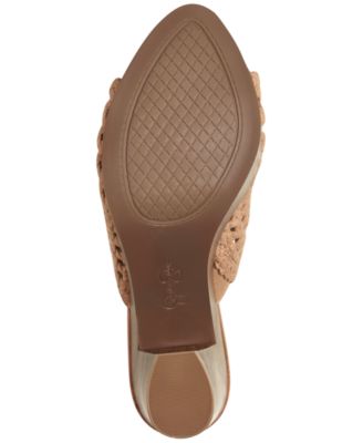 JESSICA SIMPSON Womens Brown 1-1/2" Platform Woven Goring Shelbie Round Toe Block Heel Slip On Heeled M