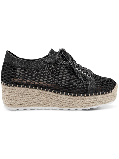 INC Womens Black Mesh 1" Platform Glitter Espadrille Padded Breathable Perforated Asina Round Toe Wedge Lace-Up Sneakers Shoes 9.5 M
