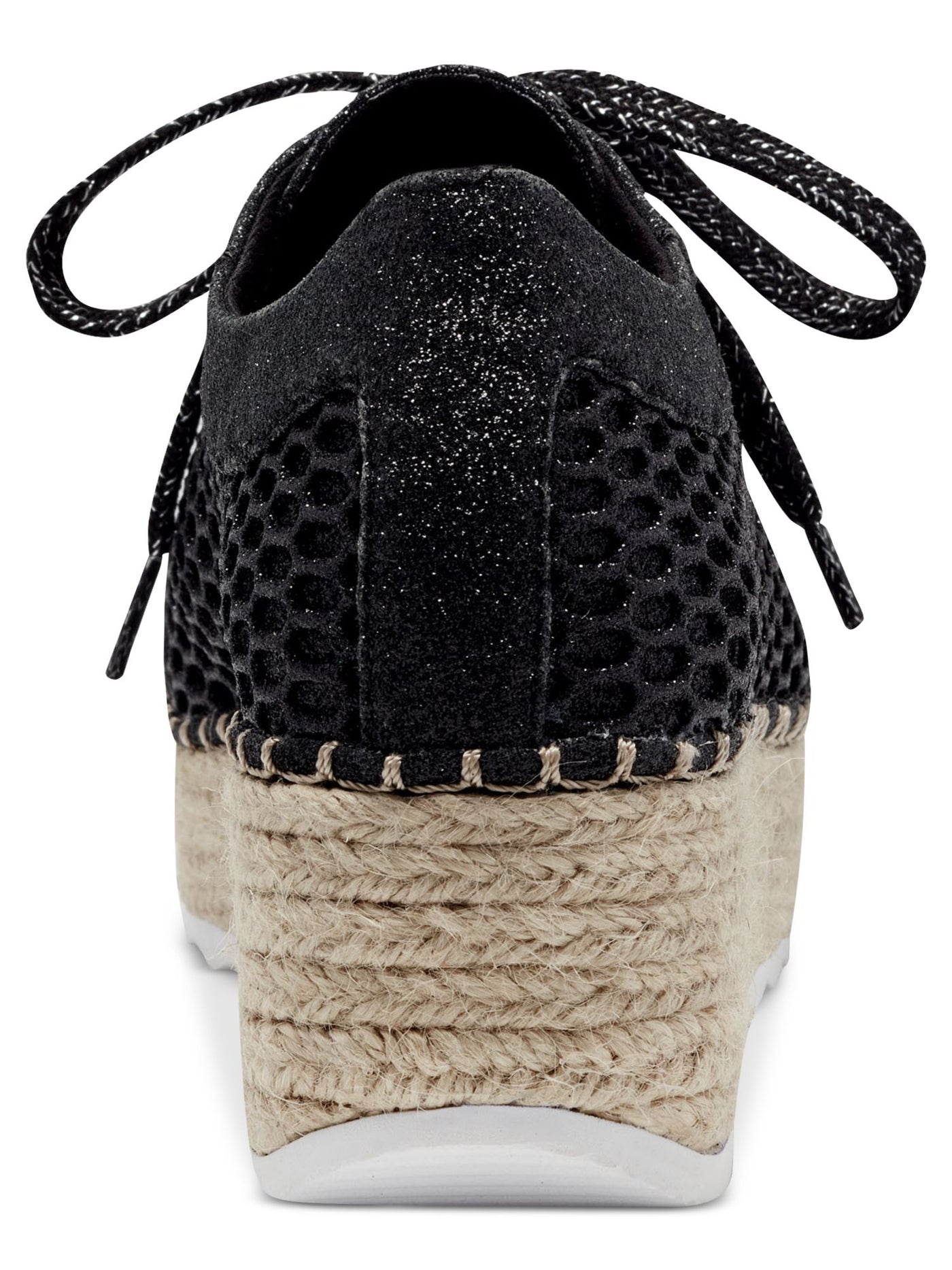 INC Womens Black Mesh 1" Platform Glitter Espadrille Padded Breathable Perforated Asina Round Toe Wedge Lace-Up Sneakers Shoes 9.5 M