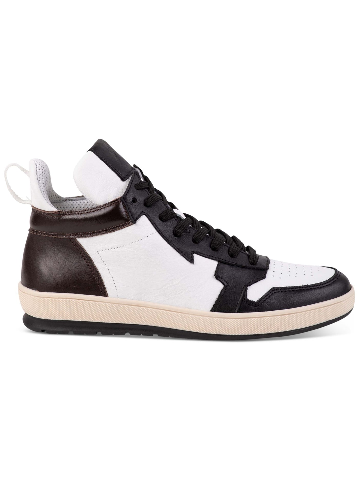 THE RAD BLACK KIDS Mens Brown Color Block Padded Collar And Tongue Heel Pull-Tab Perforated Padded Gwanda Round Toe Platform Lace-Up Leather Sneakers Shoes 12