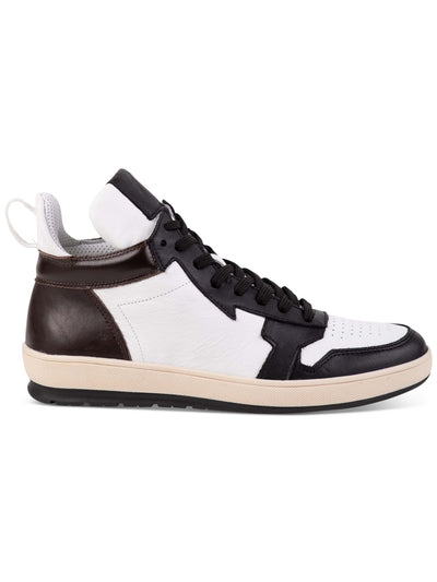 THE RAD BLACK KIDS Mens Brown Color Block Padded Collar And Tongue Heel Pull-Tab Perforated Padded Gwanda Round Toe Platform Lace-Up Leather Sneakers Shoes 12