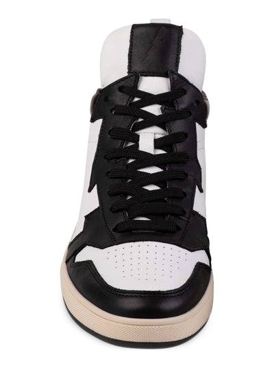 THE RAD BLACK KIDS Mens Brown Color Block Padded Collar And Tongue Heel Pull-Tab Perforated Padded Gwanda Round Toe Platform Lace-Up Leather Sneakers Shoes 12
