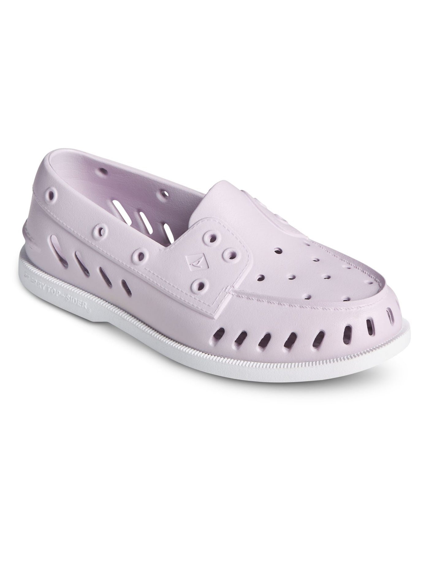 SPERRY Womens Purple Slip Resistant Perforated Non-Marking Float Round Toe Slip On Flats Shoes 11