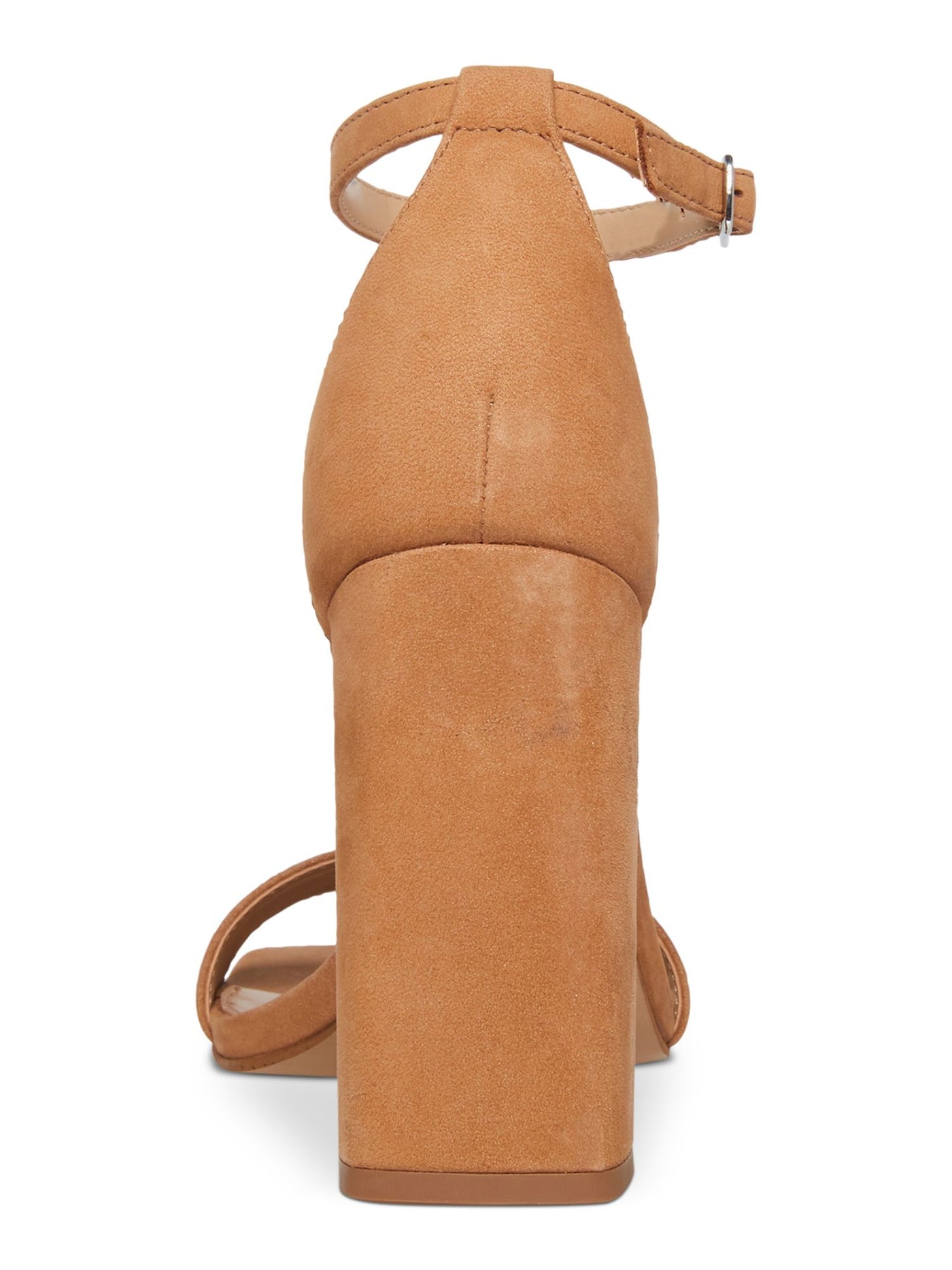 STEVE MADDEN Womens Brown Ankle Strap Padded Tiaa Square Toe Block Heel Buckle Leather Dress Heeled Sandal 10 M