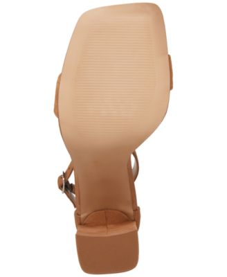 STEVE MADDEN Womens Brown Ankle Strap Padded Tiaa Square Toe Block Heel Buckle Leather Dress Heeled M