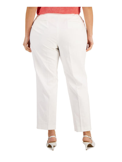 ANNE KLEIN Womens White Zippered Pocketed Hook And Bar Closure Wear To Work Straight leg Pants Plus 20W