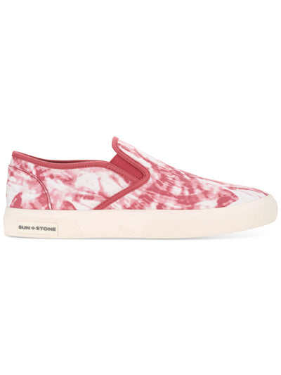 SUN STONE Mens Red Tie Dye Goring Cushioned Reins Round Toe Platform Slip On Sneakers Shoes 7.5 M