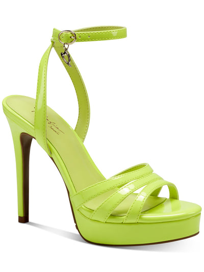 THALIA SODI Womens Green 1" Platform Patent Strappy Padded Chancy Almond Toe Stiletto Buckle Dress Heeled Sandal 10 M