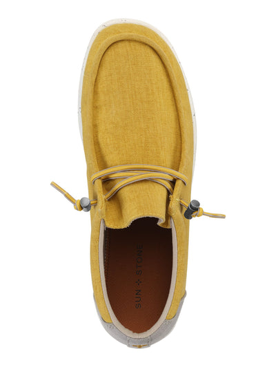 SUN STONE Mens Yellow Padded Brian Round Toe Lace-Up Sneakers Shoes 9.5 M