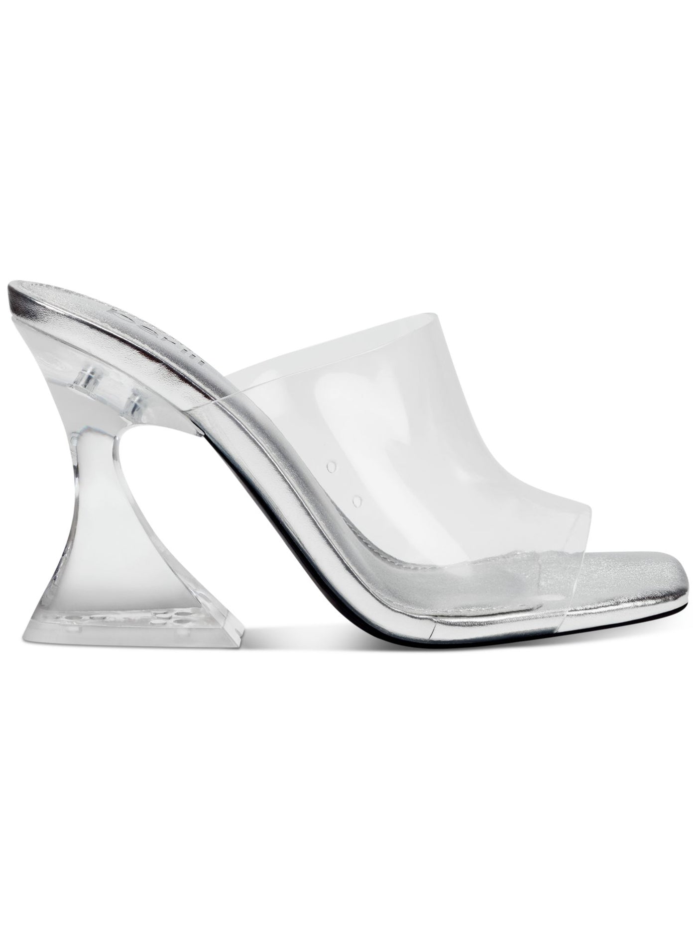 BAR III Womens Clear Translucent Comfort Cherr Square Toe Flare Slip On Dress Heeled Sandal 7 M