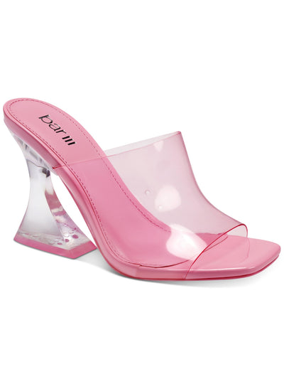 BAR III Womens Pink Translucent Comfort Cherr Square Toe Flare Slip On Heeled Sandal 7.5 M