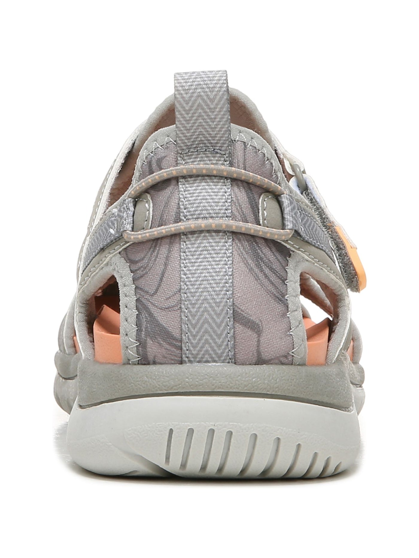 DR SCHOLLS Womens Gray Colorblocked Stripe Back Pull-Tab Cushioned Goring Adelle Trek Round Toe Block Heel Sandals Shoes 8 M