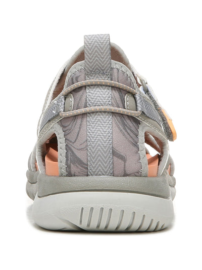 DR SCHOLLS Womens Gray Colorblocked Stripe Back Pull-Tab Cushioned Goring Adelle Trek Round Toe Block Heel Sandals Shoes 8 M