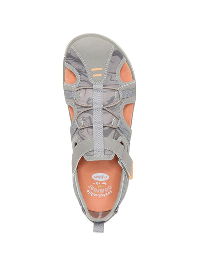 DR SCHOLLS Womens Gray Colorblocked Stripe Back Pull-Tab Cushioned Goring Adelle Trek Round Toe Block Heel Sandals Shoes 8 M