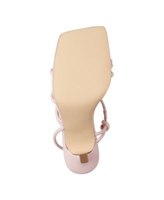 CHAMPION Womens Beige Strappy Padded Dareta Open Toe Stiletto Slip On Dress Heeled M