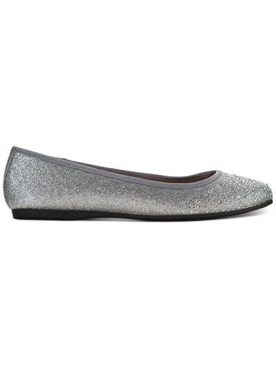 STYLE & COMPANY Womens Silver Sparkle Rhinestone Padded Angelynn Round Toe Slip On Ballet Flats 8.5 W