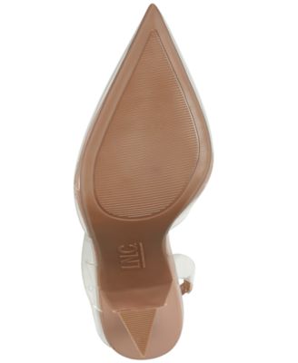 INC Womens Clear Asymmetrical Padded Cleo Pointed Toe Flare Slip On Slingback M