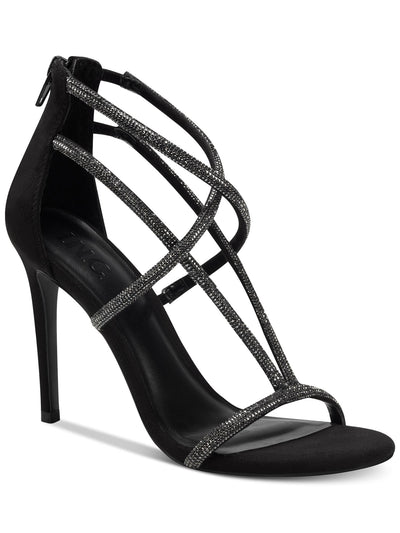 INC Womens Black Strappy Krista Round Toe Stiletto Zip-Up Dress Heeled Sandal 8 M