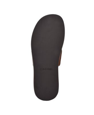 CALVIN KLEIN Mens Black Padded Goring Ethan Round Toe Wedge Slip On Slide Sandals Shoes