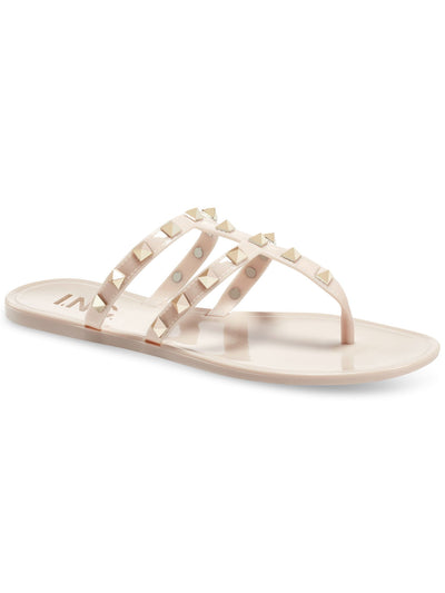 INC Womens Beige Studded Strappy Ellie Round Toe Slip On Thong Sandals 5 M