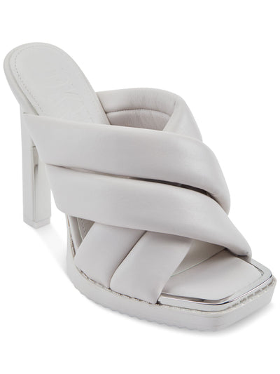 DKNY Womens Ivory Metallic Padded Madena Square Toe Stiletto Slip On Leather Dress Heeled Sandal 9